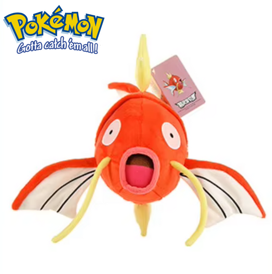 Pokémon plush toy with a tag on a white background Official Pokémon Magikarp Premium Cotton Plush by Titantoons – 11.5-Inch