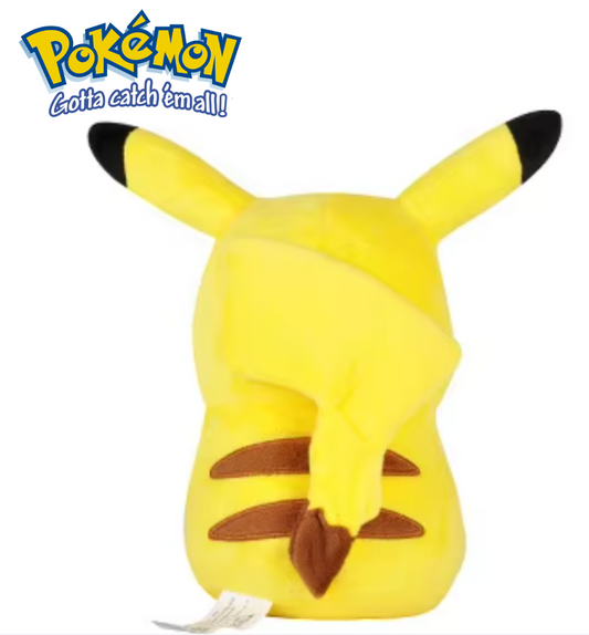 Plush toy resembling Pikachu from Pokémon on a white background Official Pokémon Pikachu Premium Cotton Plush by Titantoons – 8-Inch