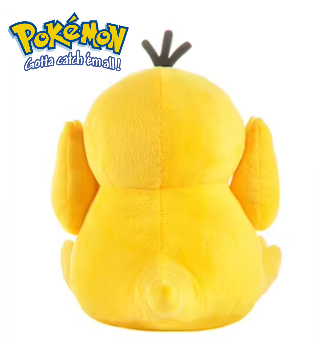 Yellow plush toy resembling a bird with 'Pokémon' logo above on a white background Official Pokémon Psyduck Premium Cotton Plush by Titantoons – 10-Inch