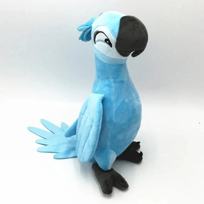 Blue parrot plush toy on a white background. Official Rio Blu & Jewel Premium Cotton Plush Collection by Titantoons