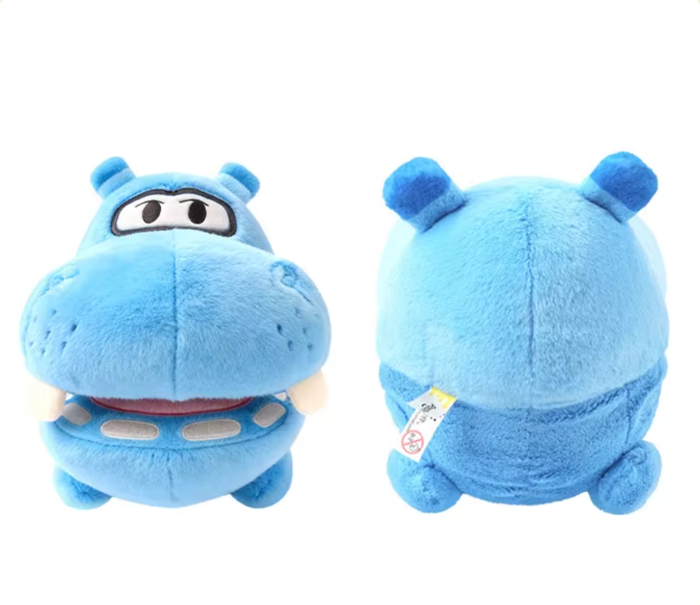 A blue hippo plush toy shown from the front and back on a plain white background. Official Toy Story & Playroom Friends Premium Cotton Plush Collection by Titantoons