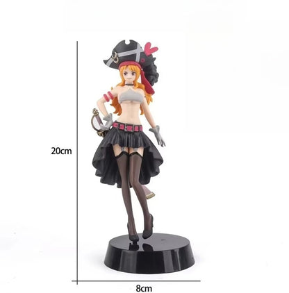 Pirate-themed figurine with measurements on a white background One Piece Film Red: Nami (The Grandline Lady Vol.3) Authentic 19cm PVC Exhibition Scale Statue by Banpresto