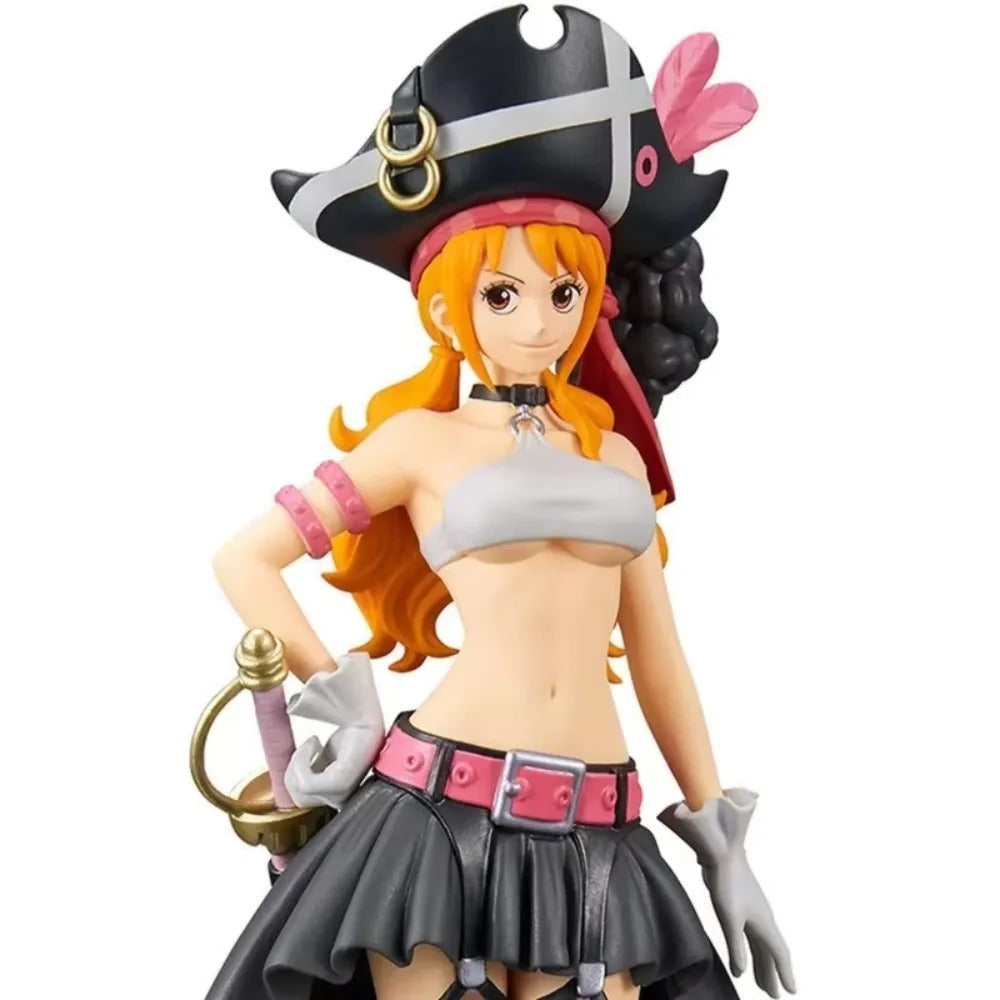 Figurine of a character with orange hair and a pirate hat on a white background One Piece Film Red: Nami (The Grandline Lady Vol.3) Authentic 19cm PVC Exhibition Scale Statue by Banpresto