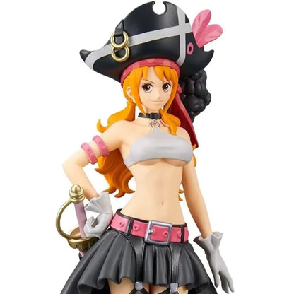 Figurine of a character with orange hair and a pirate hat on a white background One Piece Film Red: Nami (The Grandline Lady Vol.3) Authentic 19cm PVC Exhibition Scale Statue by Banpresto
