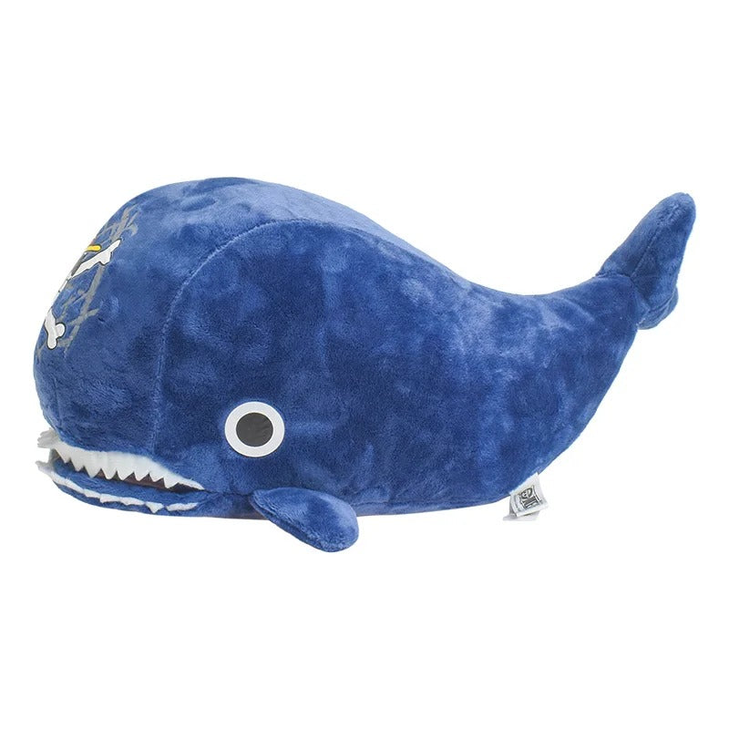 Blue plush whale toy on a white background One Piece: Island Whale Laboon Authentic 25cm Premium Plush Figure
