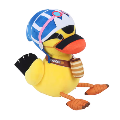 Plush duck toy with a helmet and goggles on a white background One Piece: Karoo Authentic 30cm Premium Plush