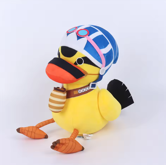 Plush toy duck with a helmet and goggles on a white background One Piece: Karoo Authentic 30cm Premium Plush