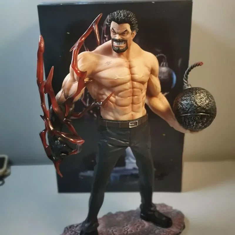 Muscular figure holding a weapon and a bomb against a dark background One Piece: Monkey D. Garp (Fighting Iron Fist Ver.) Authentic 13.8-Inch PVC Showcase Scale Statue – Choose Your Generation: Prime Black Hair, Legendary White Hair, or the Ultimate Dual-Era Fleet Bundle 
