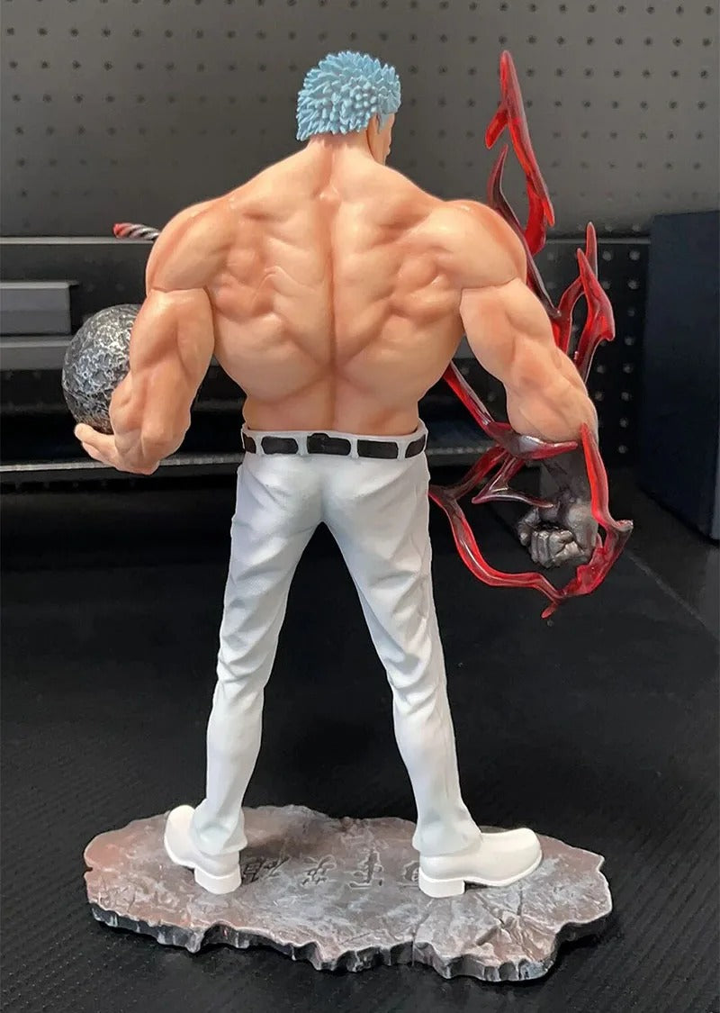 Muscular figure statue with white pants on a dark background One Piece: Monkey D. Garp (Fighting Iron Fist Ver.) Authentic 13.8-Inch PVC Showcase Scale Statue – Choose Your Generation: Prime Black Hair, Legendary White Hair, or the Ultimate Dual-Era Fleet Bundle