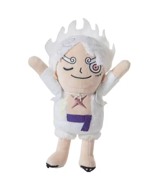 Plush toy with white hair and purple outfit on a white background One Piece: Monkey D. Luffy Gear 5 (Joy Boy Awakened Ver.) Premium 25cm Character Plush