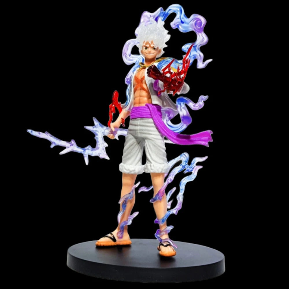 Action figure with colorful design on a black background One Piece: Monkey D. Luffy Gear 5 (Sun God Nika Ver.) Premium Dynamic FX Action Statue