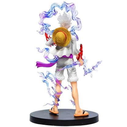 Figurine of a character with a straw hat and sword on a white background One Piece: Monkey D. Luffy Gear 5 (Sun God Nika Ver.) Premium Dynamic FX Action Statue