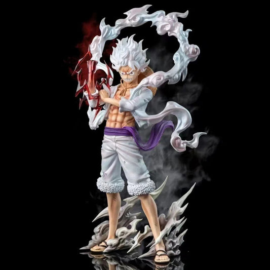 Action figure with dynamic pose and colorful design on a black background One Piece: Monkey D. Luffy Gear 5 (Sun God Nika Ver.) WM Studio 25cm Premium Resin Scale Diorama Statue