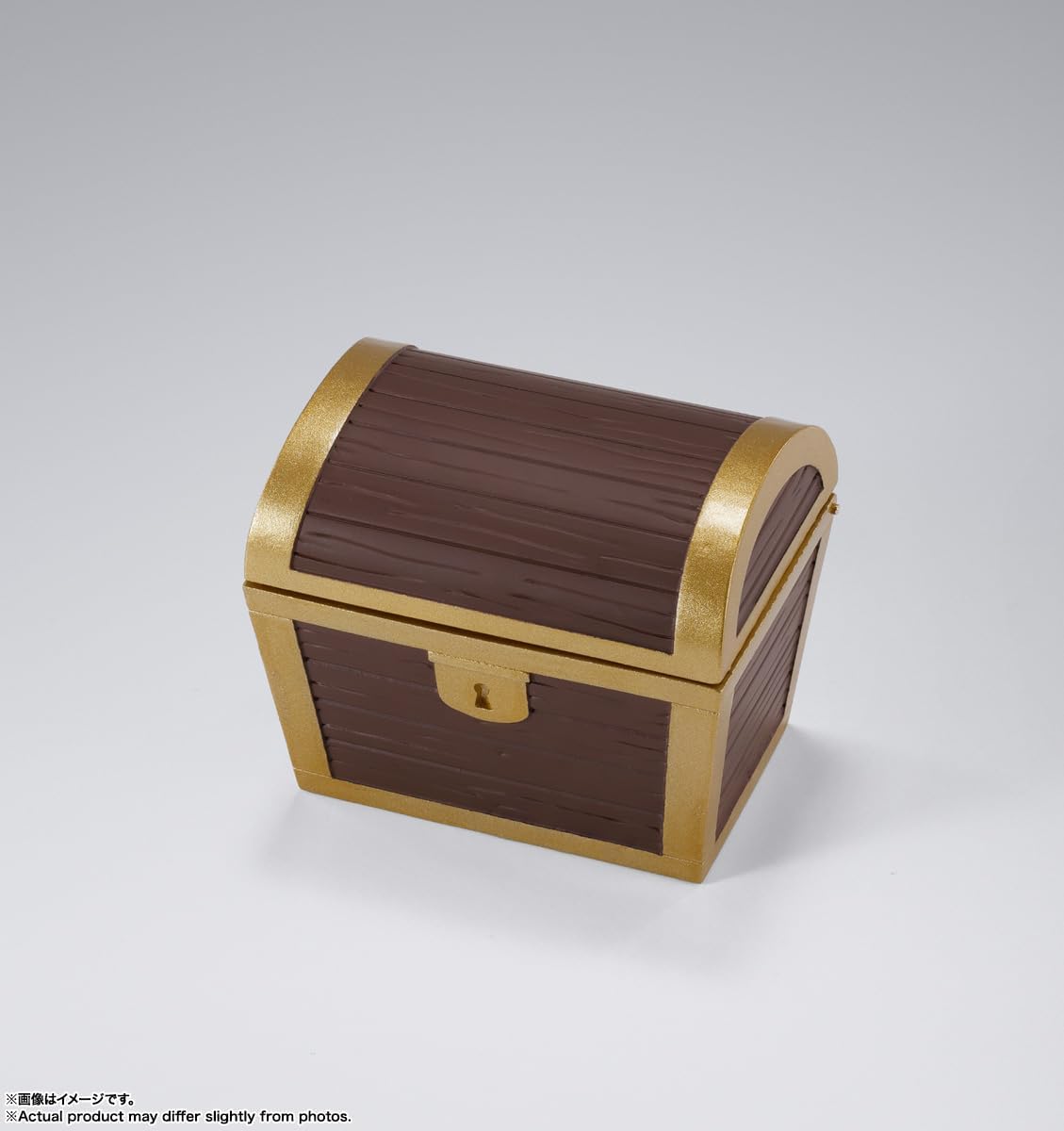 Wooden treasure chest with gold accents on a white background One Piece: Nami (Romance Dawn Ver.) Authentic S.H. Figuarts Fully Articulated Action Figure by Bandai Spirits
