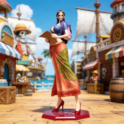 Figurine of a character from an animated series on a wooden deck with a scenic background One Piece: Nico Robin Authentic 1/6 Scale Complete Painted Garage Kit Statue (D.S Studio Limited Sale Standard Version)