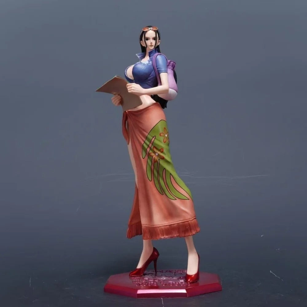 Colorful figurine of a character with a purple top and orange skirt on a dark background One Piece: Nico Robin Authentic 1/6 Scale Complete Painted Garage Kit Statue (D.S Studio Limited Sale Standard Version)
