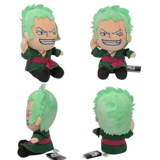 Plush toy with green hair and green outfit on a white background One Piece: Roronoa Zoro Premium 26cm Character Plush