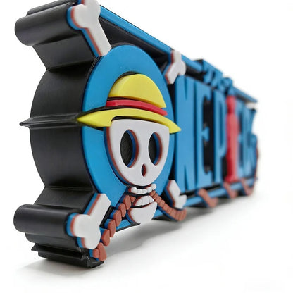 Toy train with a skeleton character design on a white background One Piece: Straw Hat Pirates Jolly Roger 3D Printed Standing Logo Sign – Premium 15cm Desktop Display & Media Shelf Anchor