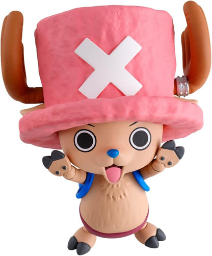 Toy figure with a pink hat featuring a white 'X' on a white background One Piece: Tony Tony Chopper (Drum Island Ver.) Authentic S.H. Figuarts Fully Articulated Action Figure by Bandai Spirits