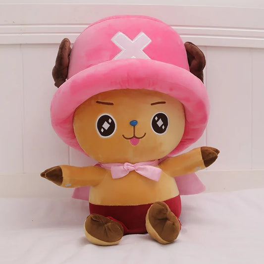 Plush toy with a pink hat and red shorts on a white background One Piece: Tony Tony Chopper Luxury Character Plush