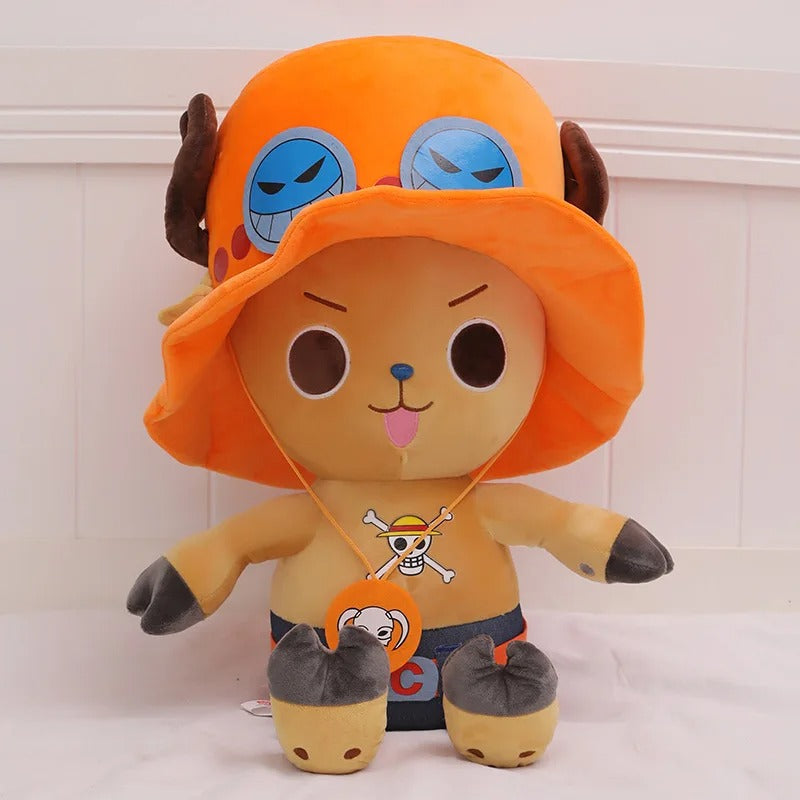 Plush toy with an orange hat and blue eyes on a white background One Piece: Tony Tony Chopper Luxury Character Plush