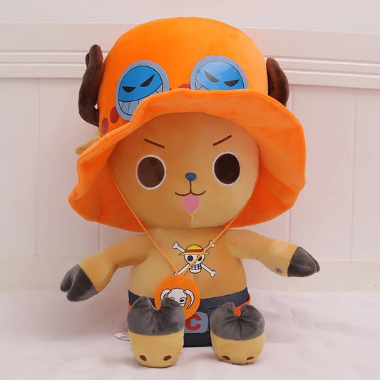Plush toy with an orange hat and blue eyes on a white background One Piece: Tony Tony Chopper Luxury Character Plush