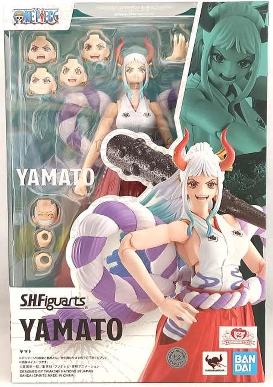 SHFiguarts Yamato action figure packaging with character illustration One Piece: Yamato (The Raid on Onigashima Ver.) Authentic S.H. Figuarts Fully Articulated Action Figure by Bandai Spirits