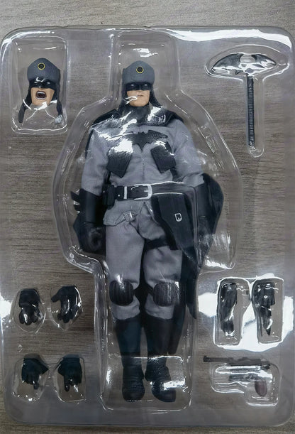 Action figure in packaging with accessories on a wooden surface Red Cold War Terminator (JM001) 1/12 Scale Collectible Action Figure by Joy Man Toys 1r