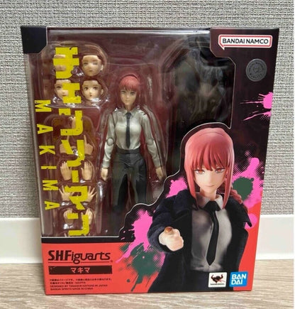 Action figure in packaging with BANDAI NAMCO branding S.H.Figuarts Chainsaw Man Makima Authentic Action Figure – 5.5-Inch Fully Articulated Premium Collectible Statue by Bandai Tamashii Nations box