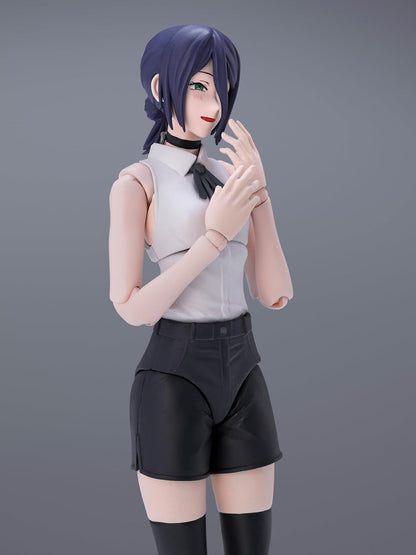 Anime character figurine with purple hair and a gray background S.H.Figuarts Chainsaw Man Reze Authentic Action Figure – 5.5-Inch Human Civilian Form Fully Articulated Premium Figure