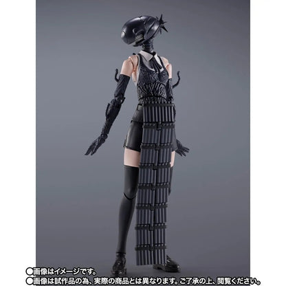 Black futuristic outfit with helmet on a gray background S.H.Figuarts Chainsaw Man The Movie: Reze Arc Authentic Action Figure – 15cm Fully Articulated Premium Collectible Character Figure