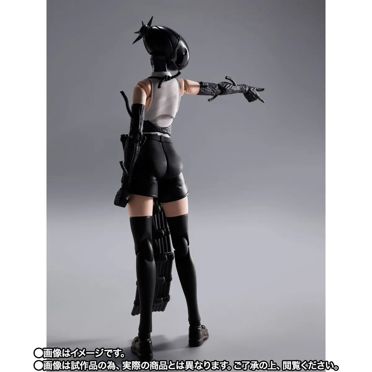 Action figure in a futuristic outfit with helmet and gloves on a gray background S.H.Figuarts Chainsaw Man The Movie: Reze Arc Authentic Action Figure – 15cm Fully Articulated Premium Collectible Character Figure back