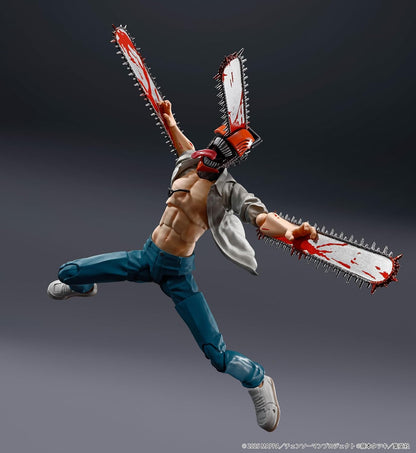 Action figure with a chainsaw on a dark background S.H.Figuarts Chainsaw Man The Movie: Reze Arc Authentic Action Figure – 15cm Fully Articulated Premium Collectible Statue open