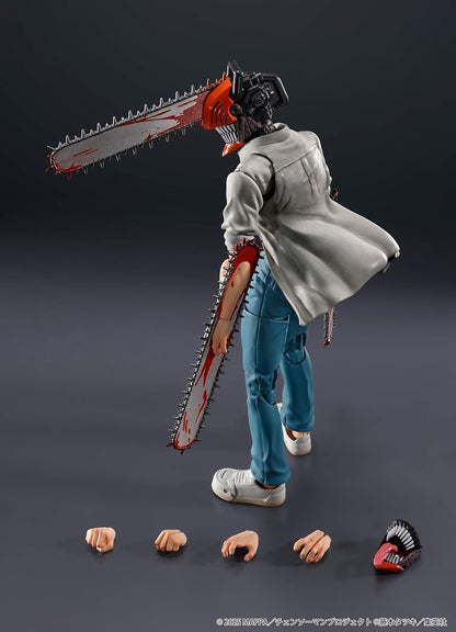 Action figure with a chainsaw on a dark background S.H.Figuarts Chainsaw Man The Movie: Reze Arc Authentic Action Figure – 15cm Fully Articulated Premium Collectible Statue set
