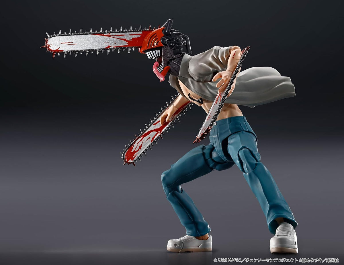 Action figure with a chainsaw on a dark background S.H.Figuarts Chainsaw Man The Movie: Reze Arc Authentic Action Figure – 15cm Fully Articulated Premium Collectible Statue side