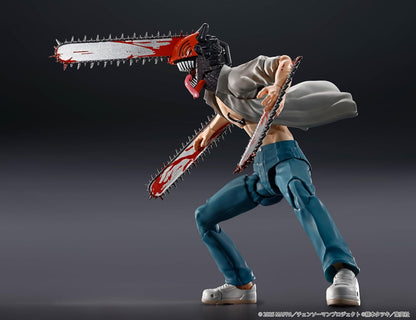 Action figure with a chainsaw on a dark background S.H.Figuarts Chainsaw Man The Movie: Reze Arc Authentic Action Figure – 15cm Fully Articulated Premium Collectible Statue side