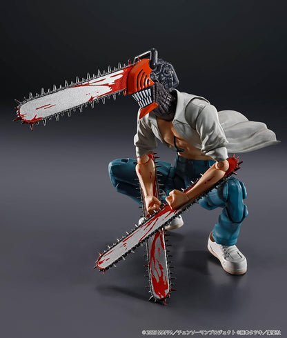 Action figure with a chainsaw attached to its head on a dark background S.H.Figuarts Chainsaw Man The Movie: Reze Arc Authentic Action Figure – 15cm Fully Articulated Premium Collectible Statue sitting