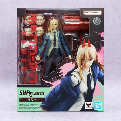 SHFiguarts action figure packaging with character illustration and Bandai Namco branding. S.H.Figuarts Power Authentic Action Figure – 5.7-Inch Blood Fiend Fully Articulated Premium Collectible with Meowy Figure box