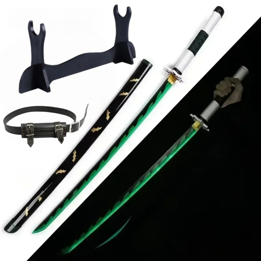 Demon Slayer 40-Inch Illuminated LED Bamboo Nichirin Katana Prop Replicas – Next-Gen USB-C Rechargeable Touch-Activated Cosplay & Display Series