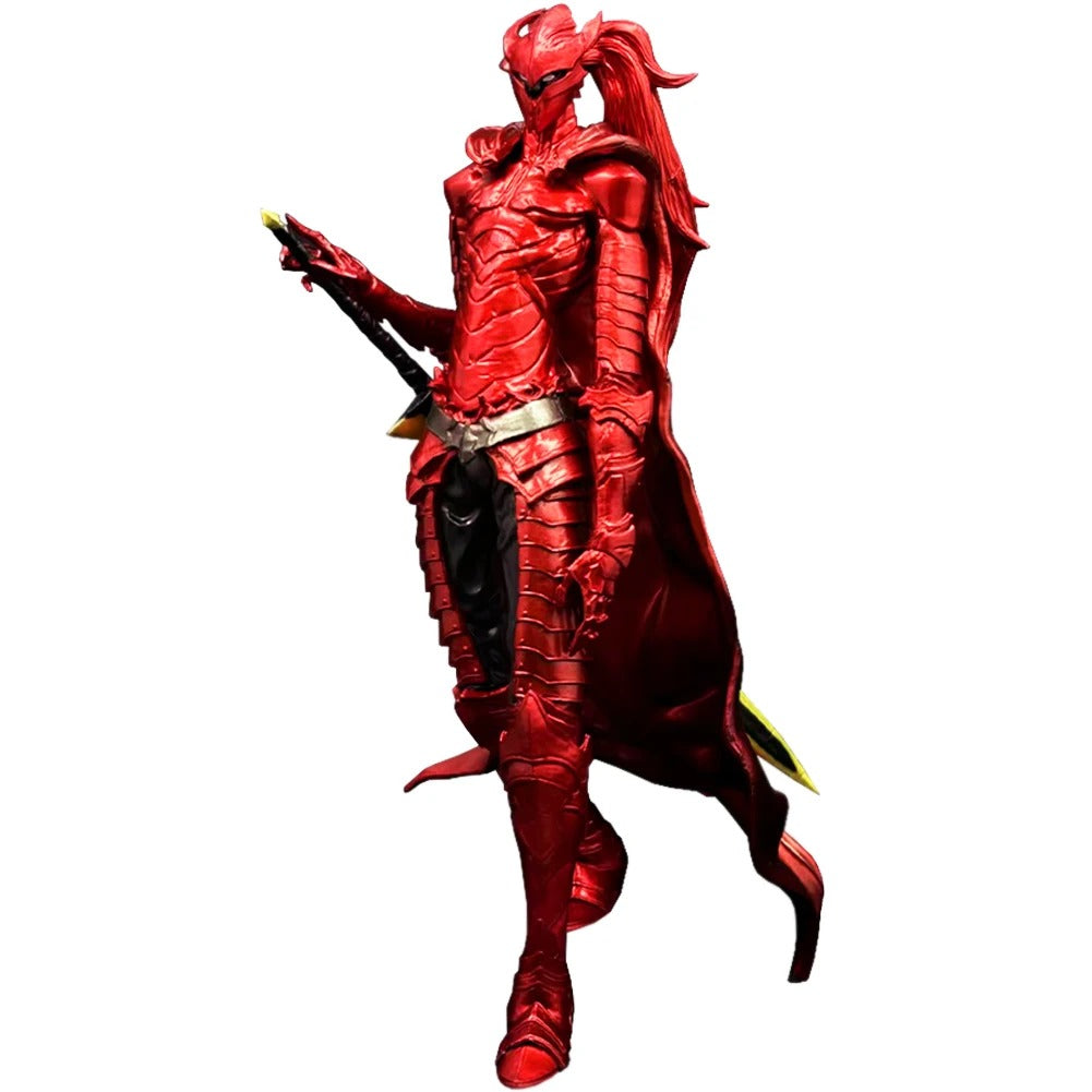 Red warrior figurine with a weapon on a white background Solo Leveling Bloodred Knight Igris Premium 24cm PVC Statue – Job Change Quest Dungeon Boss Edition Crimson Armor Collectible Model