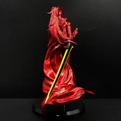 Red figurine with a sword on a black background Solo Leveling Bloodred Knight Igris Premium 24cm PVC Statue – Job Change Quest Dungeon Boss Edition Crimson Armor Collectible Model back