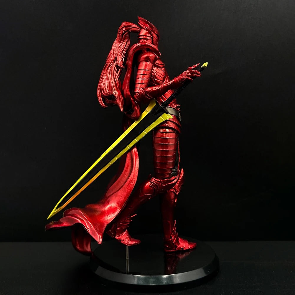 Red warrior figurine with a sword on a black background Solo Leveling Bloodred Knight Igris Premium 24cm PVC Statue – Job Change Quest Dungeon Boss Edition Crimson Armor Collectible Model side