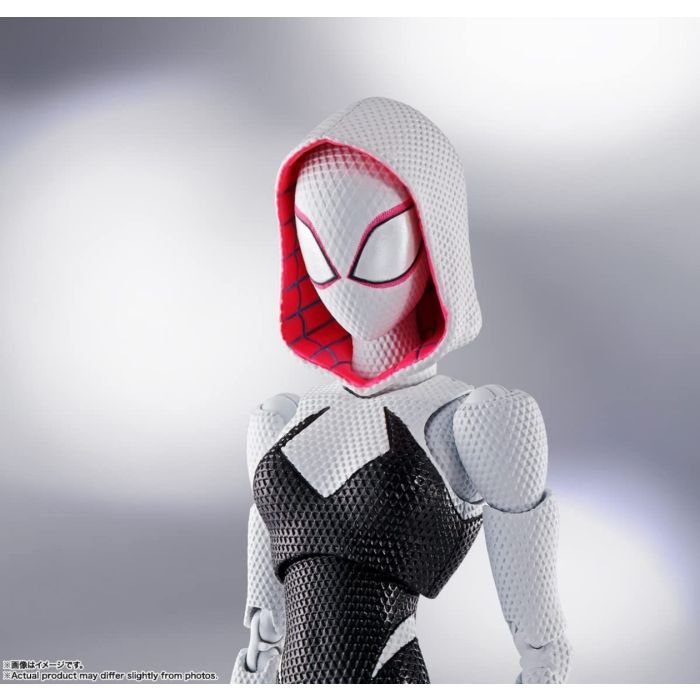Spider-Man costume with white, black, and red design on a gray background Spider-Man: Across The Spider-Verse 1/12 Scale Collectible Action Figures by CT Toys