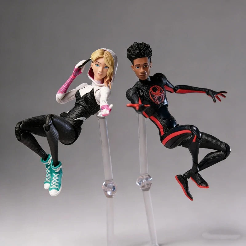Spider-Man: Across The Spider-Verse 1/12 Scale Collectible Action Figures by CT Toys sitting 