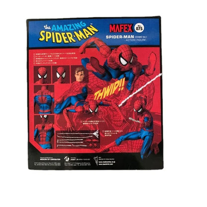 Spider-Man toy figure packaging with branding and action pose illustration Spider-Man: Classic Comic Edition (No. 075) 1/12 Scale Collectible Action Figure