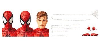 Two Spider-Man action figure heads with interchangeable parts on a white background Spider-Man: Classic Comic Edition (No. 075) 1/12 Scale Collectible Action Figure