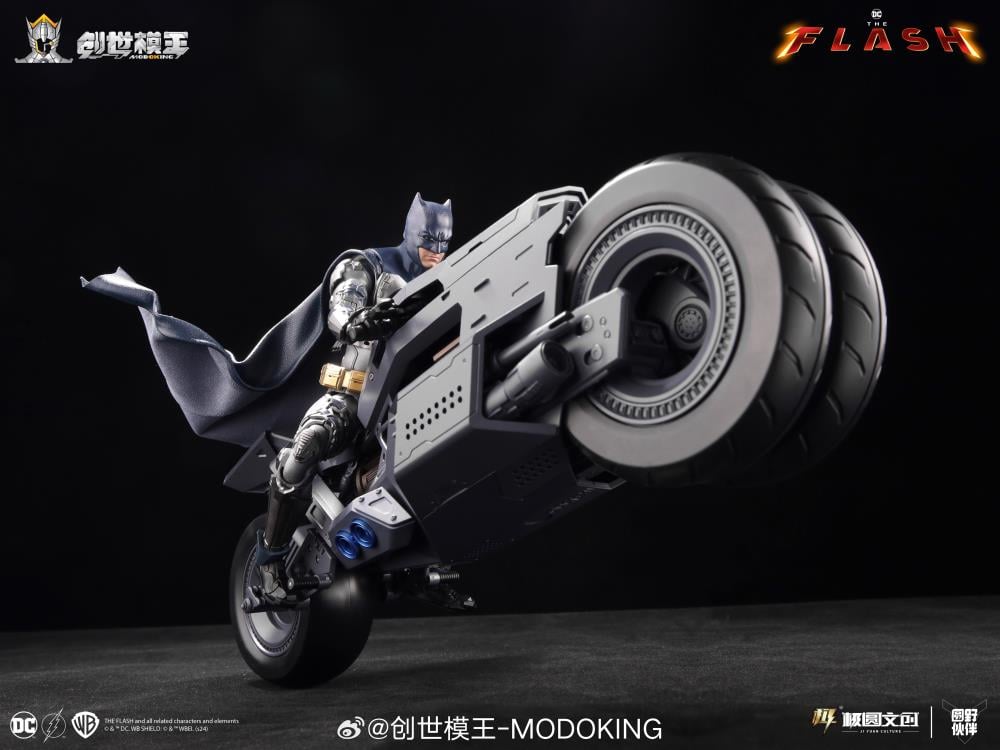 Model of a character on a motorcycle with 'The Flash' branding The Flash (2023) Gotham Pursuit 1/12 Scale Precision Model Kit Set