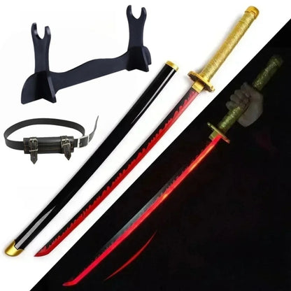 Demon Slayer 40-Inch Illuminated LED Bamboo Nichirin Katana Prop Replicas – Next-Gen USB-C Rechargeable Touch-Activated Cosplay & Display Series