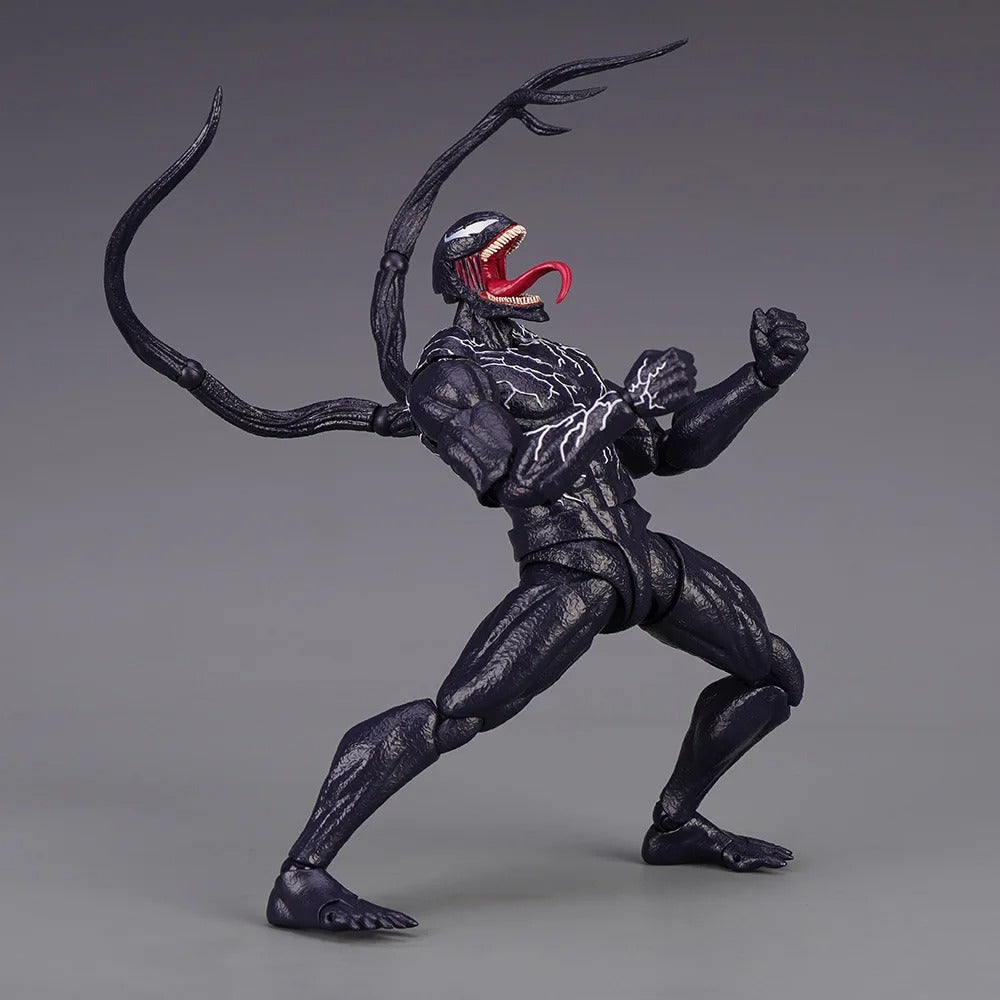 Venom action figure with a long tail on a gray background Venom: The Last Dance (Venom vs Spider-Man Edition) 1/12 Scale Action Figure