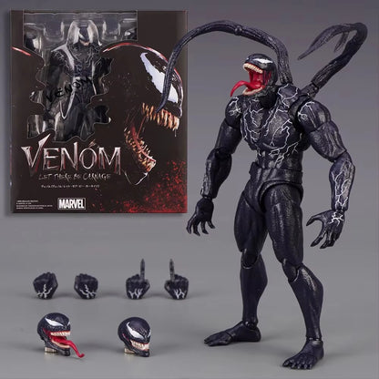 Venom action figure with interchangeable heads and box in the background Venom: The Last Dance (Venom vs Spider-Man Edition) 1/12 Scale Action Figure